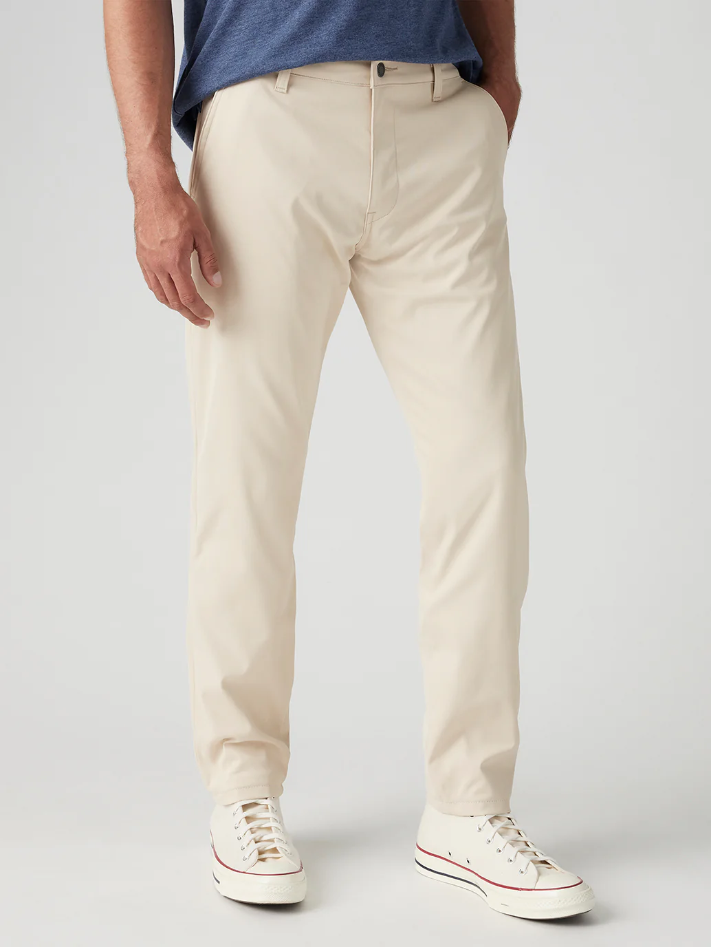 Men's Cream Straight Fit Chinos - Image 4