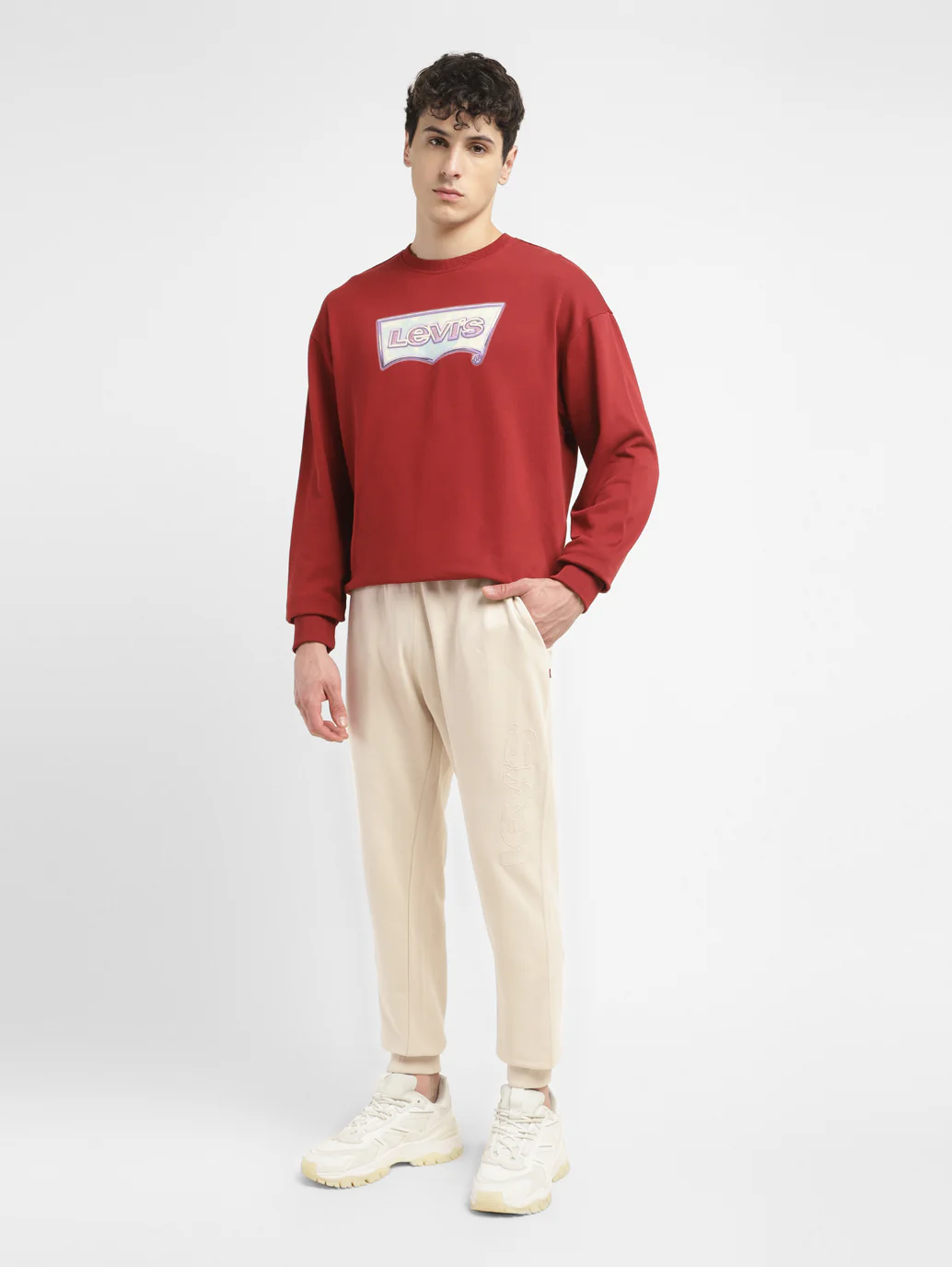Men's Cream Solid Joggers - Image 8