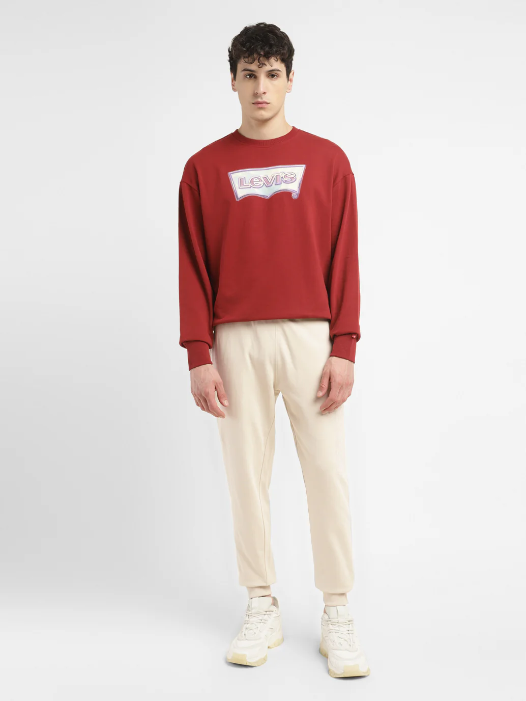 Men's Cream Solid Joggers - Image 9
