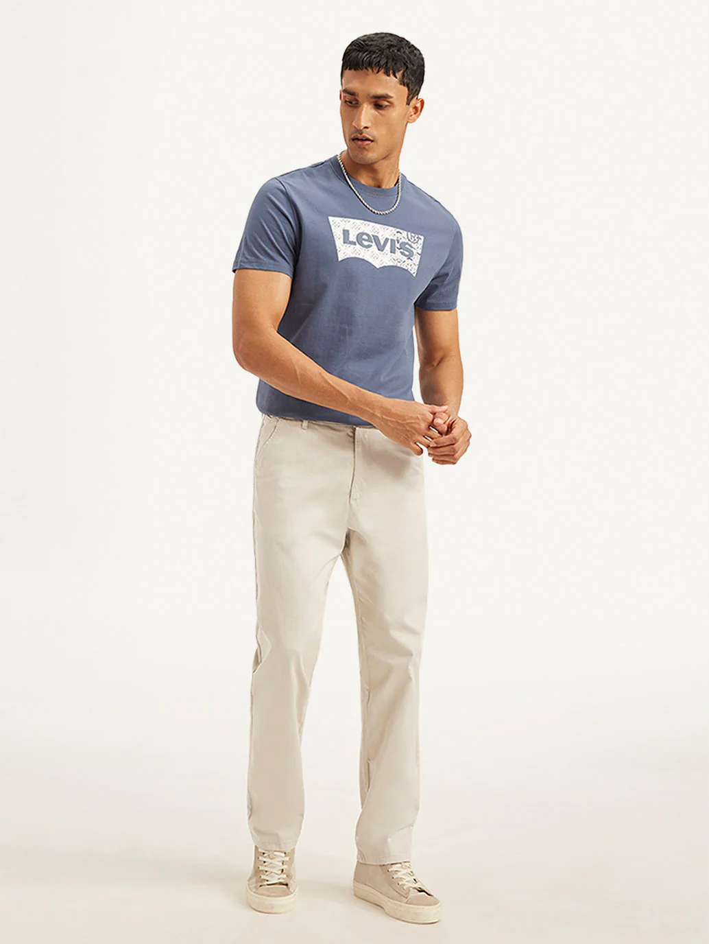 Men's Cream Authentic Straight Fit Chino Pants