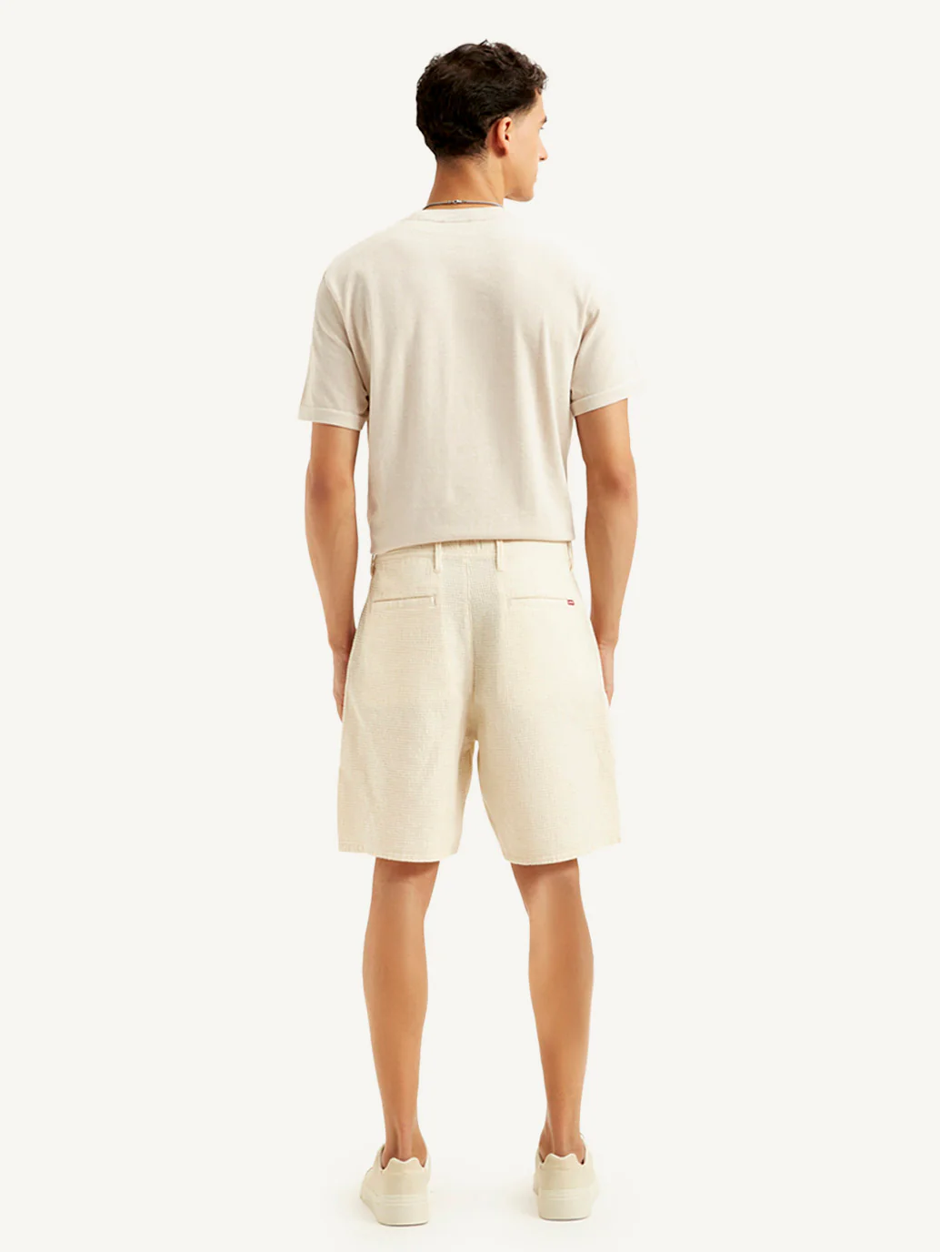 Men's Cream Tapered Shorts - Image 3