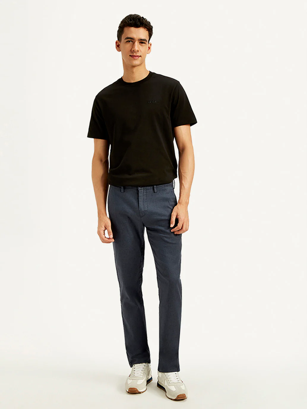 Men's Redloop Dark Blue Slim Fit Linen Trousers - Image 2