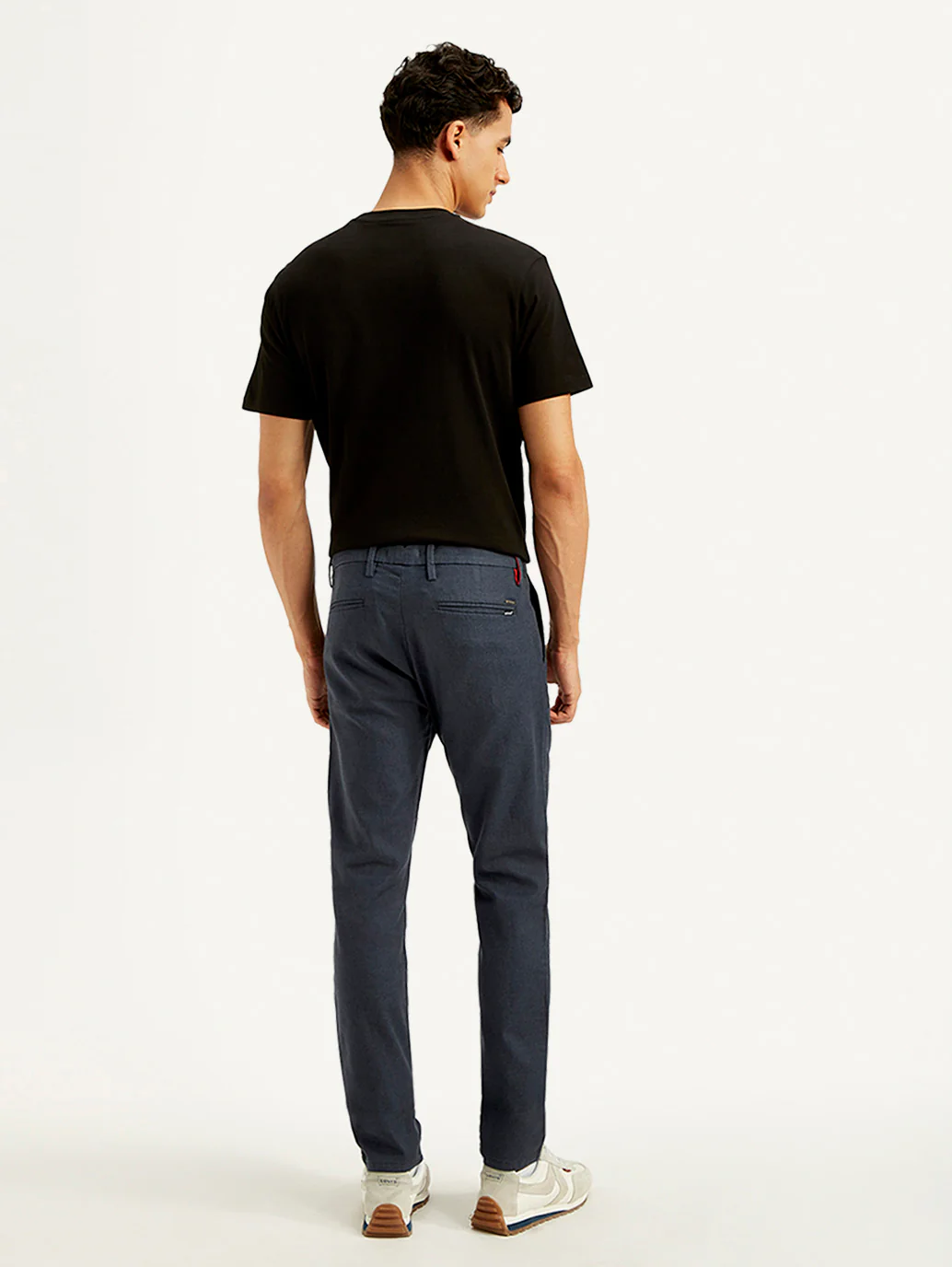 Men's Redloop Dark Blue Slim Fit Linen Trousers - Image 3