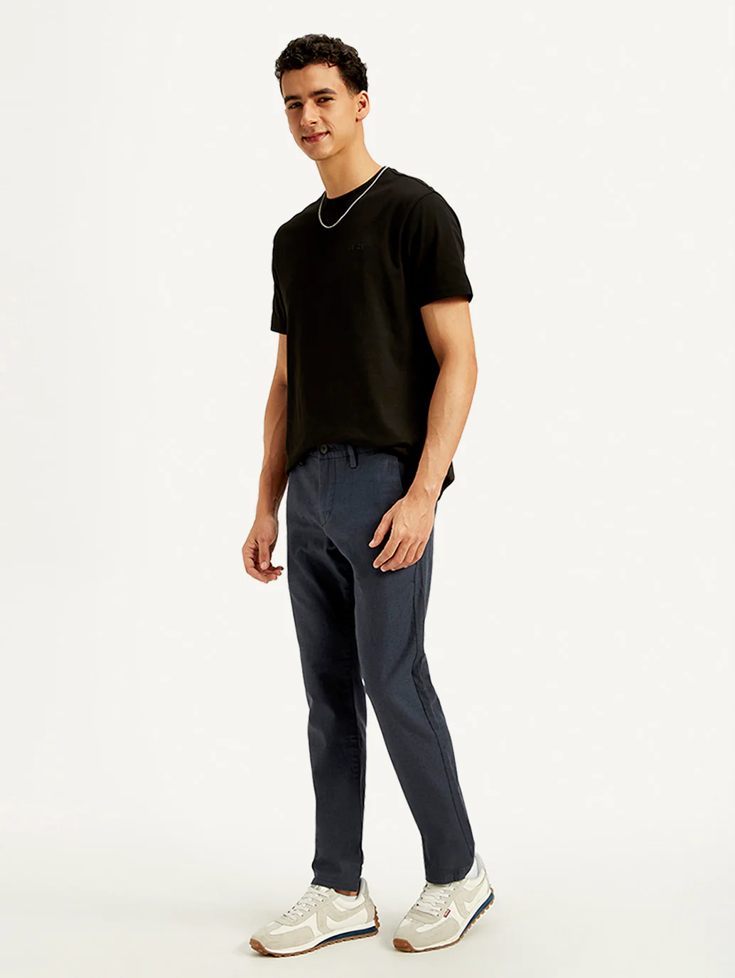 Men's Redloop Dark Blue Slim Fit Linen Trousers - Image 5