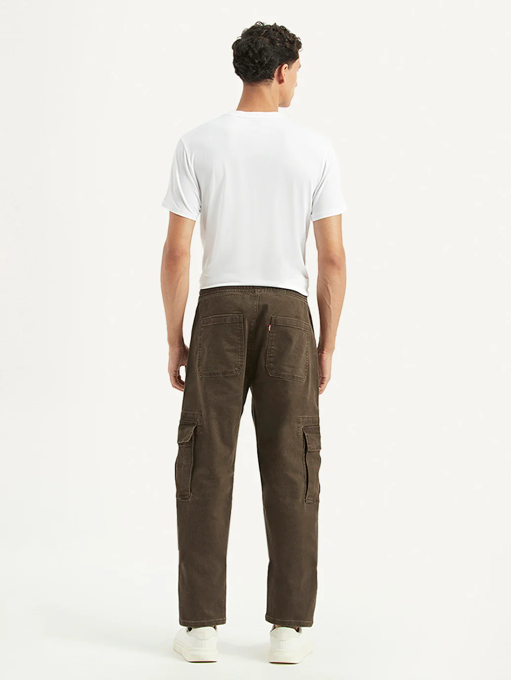 Men's Dark Brown Tapered Fit Cargo Trousers - Image 3