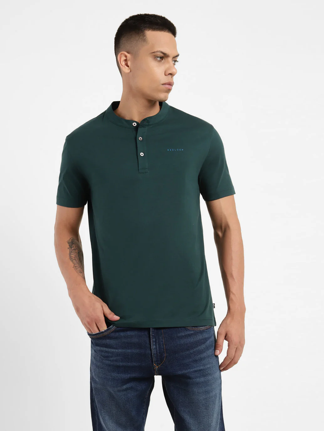 Men's Solid Henley Neck T-shirt - Image 2