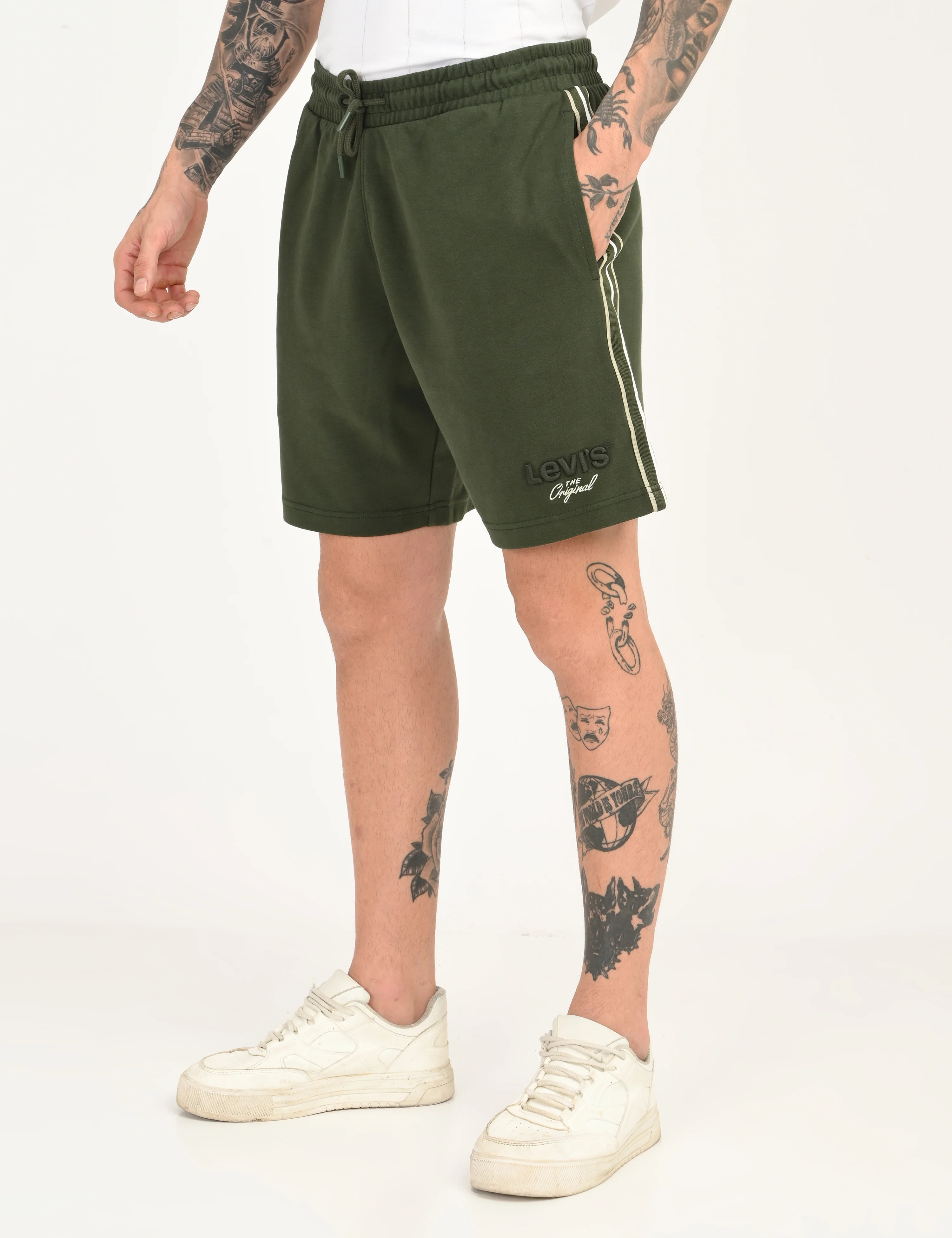 Men's Dark Green Regular Fit Shorts - Image 4