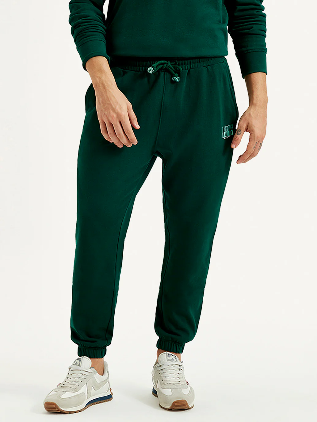 Men's Dark Green Solid Joggers - Image 2