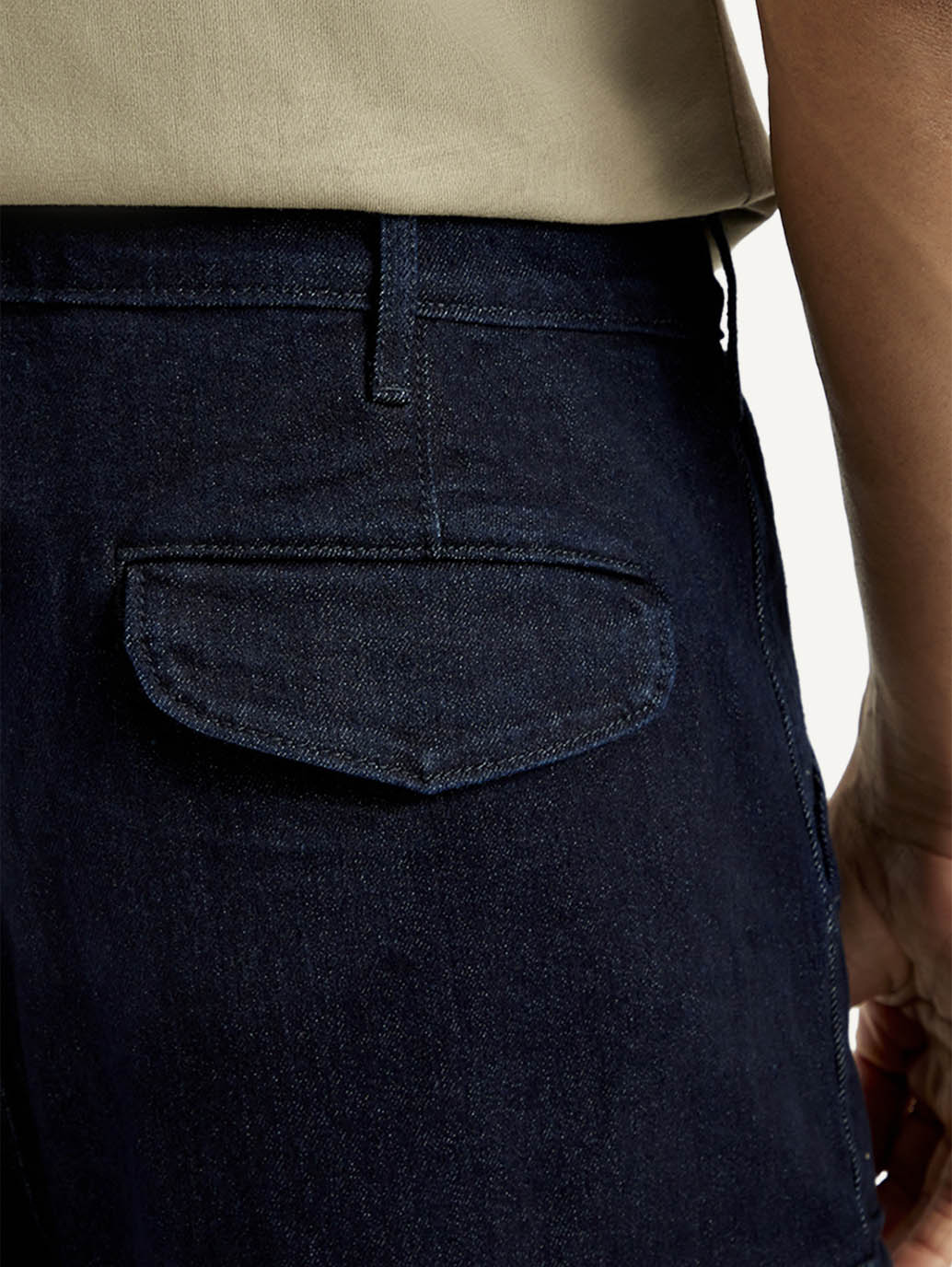 Men's Dark Indigo Tapered Fit Denim Cargo Trousers - Image 3