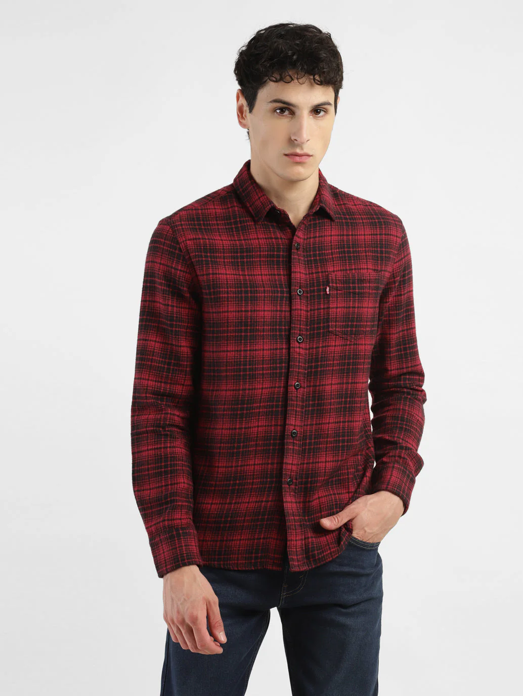 Men's Checkered Spread Collar Shirt - Image 2