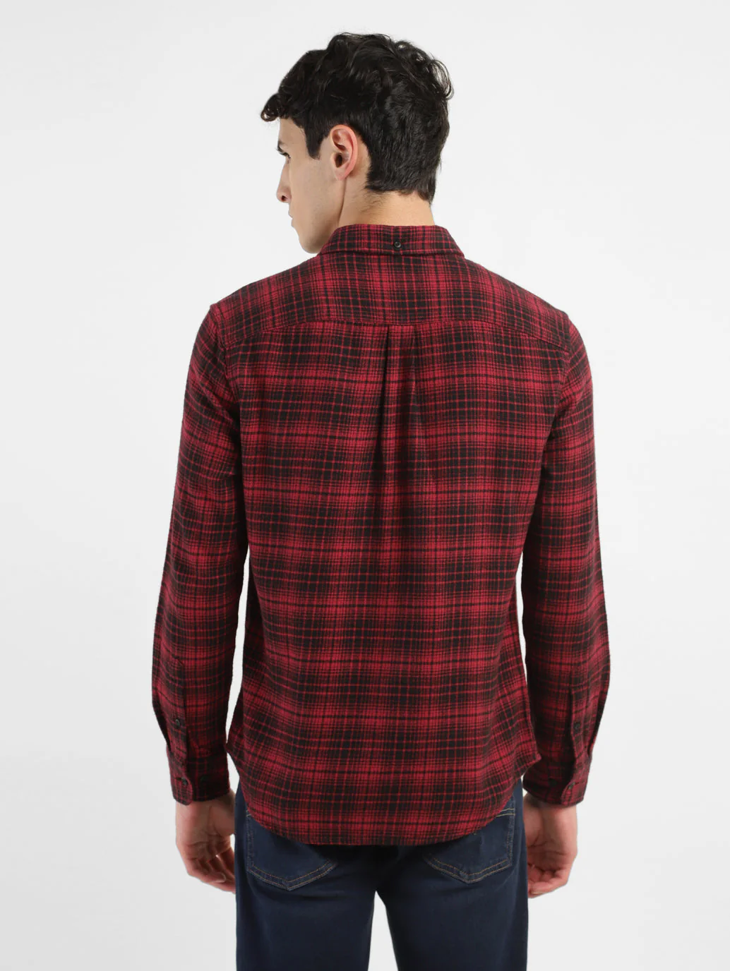 Men's Checkered Spread Collar Shirt - Image 3