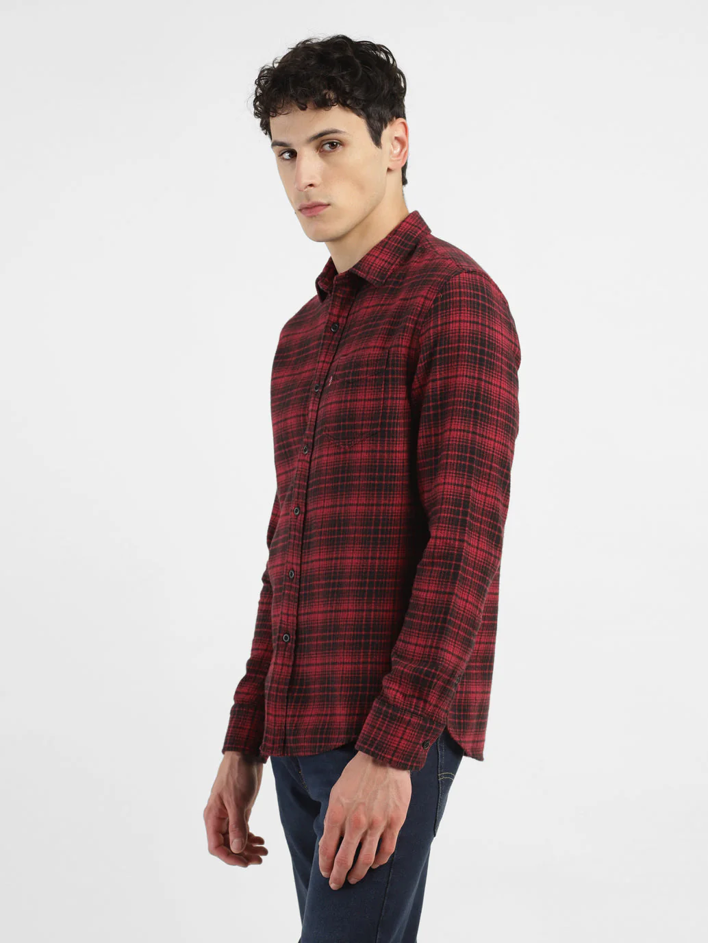 Men's Checkered Spread Collar Shirt - Image 4
