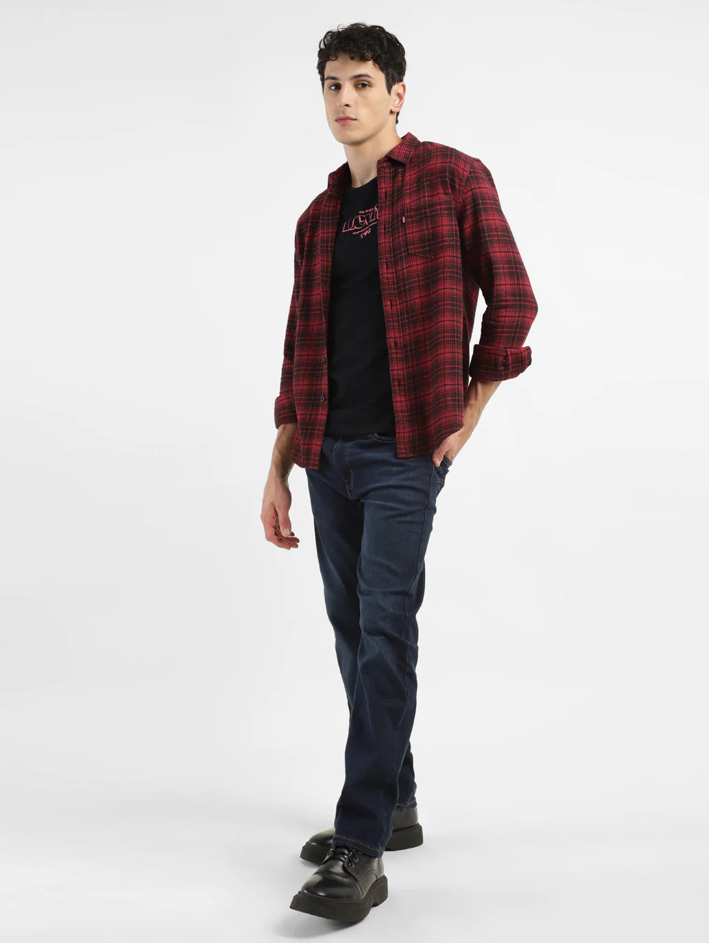 Men's Checkered Spread Collar Shirt - Image 6