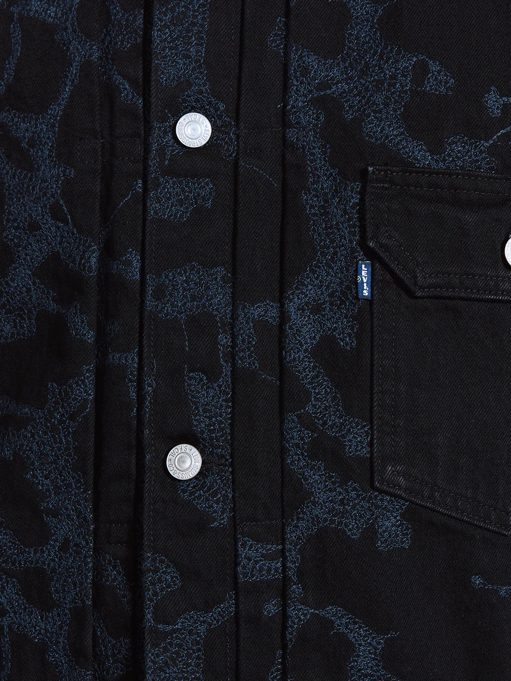 Men's Embroidered Black Denim Jacket - Image 3