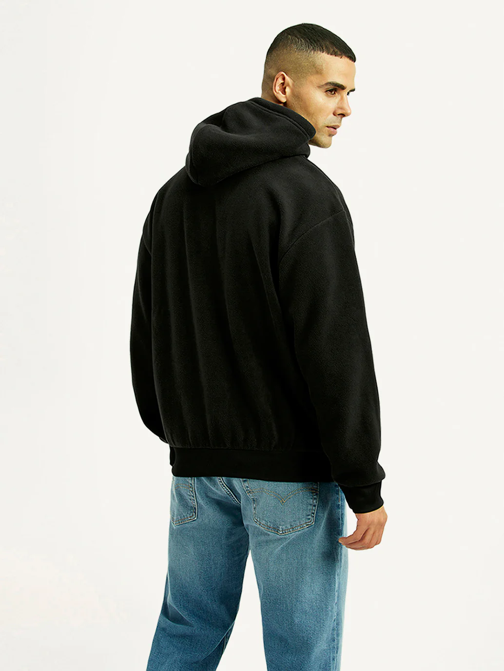 Men's Brand Logo Black Hooded Sweatshirt - Image 2