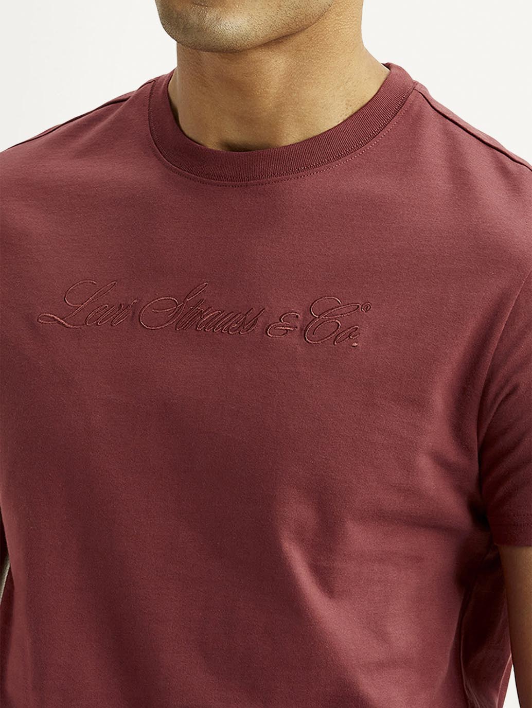 Men's Embroidered Maroon Slim Fit T-shirt - Image 3
