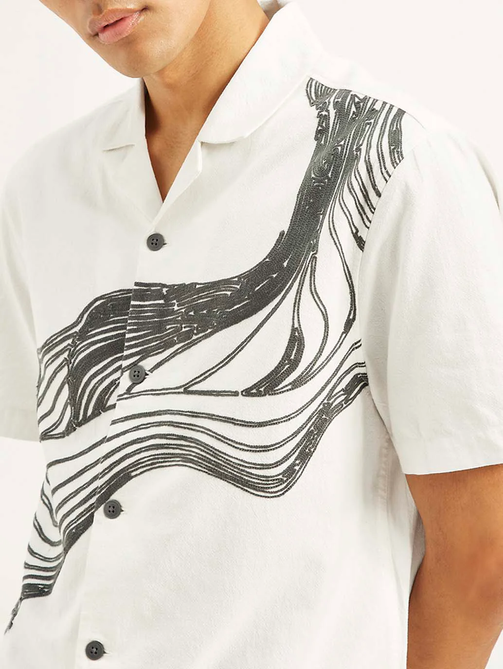 Men's Resort Collar Embroidered Regular Fit Shirt - Image 5