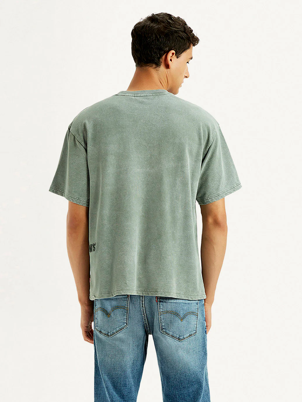 Men's Embroidered Green Boxy T-shirt - Image 3