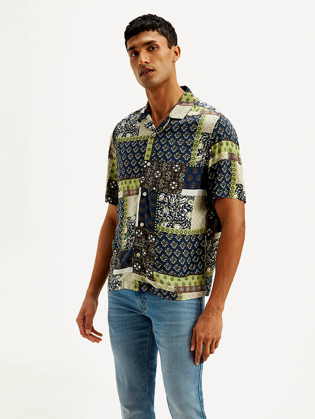 Men's Resort Collar Ethnic Motif Loose Fit Shirt - Image 6
