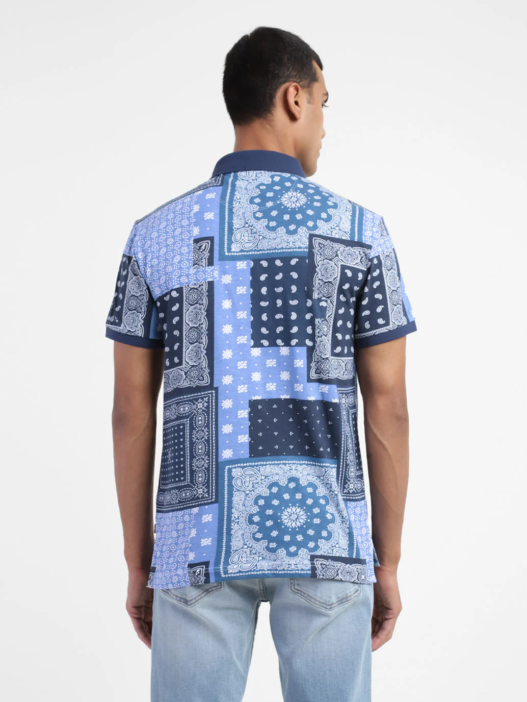 Men's Ethnic Motifs Polo T-shirt Blue - Image 3