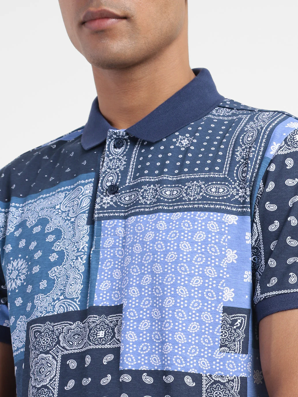 Men's Ethnic Motifs Polo T-shirt Blue - Image 5