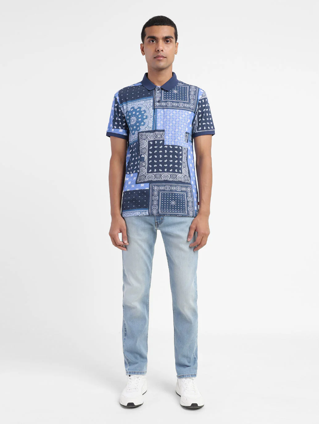 Men's Ethnic Motifs Polo T-shirt Blue - Image 6