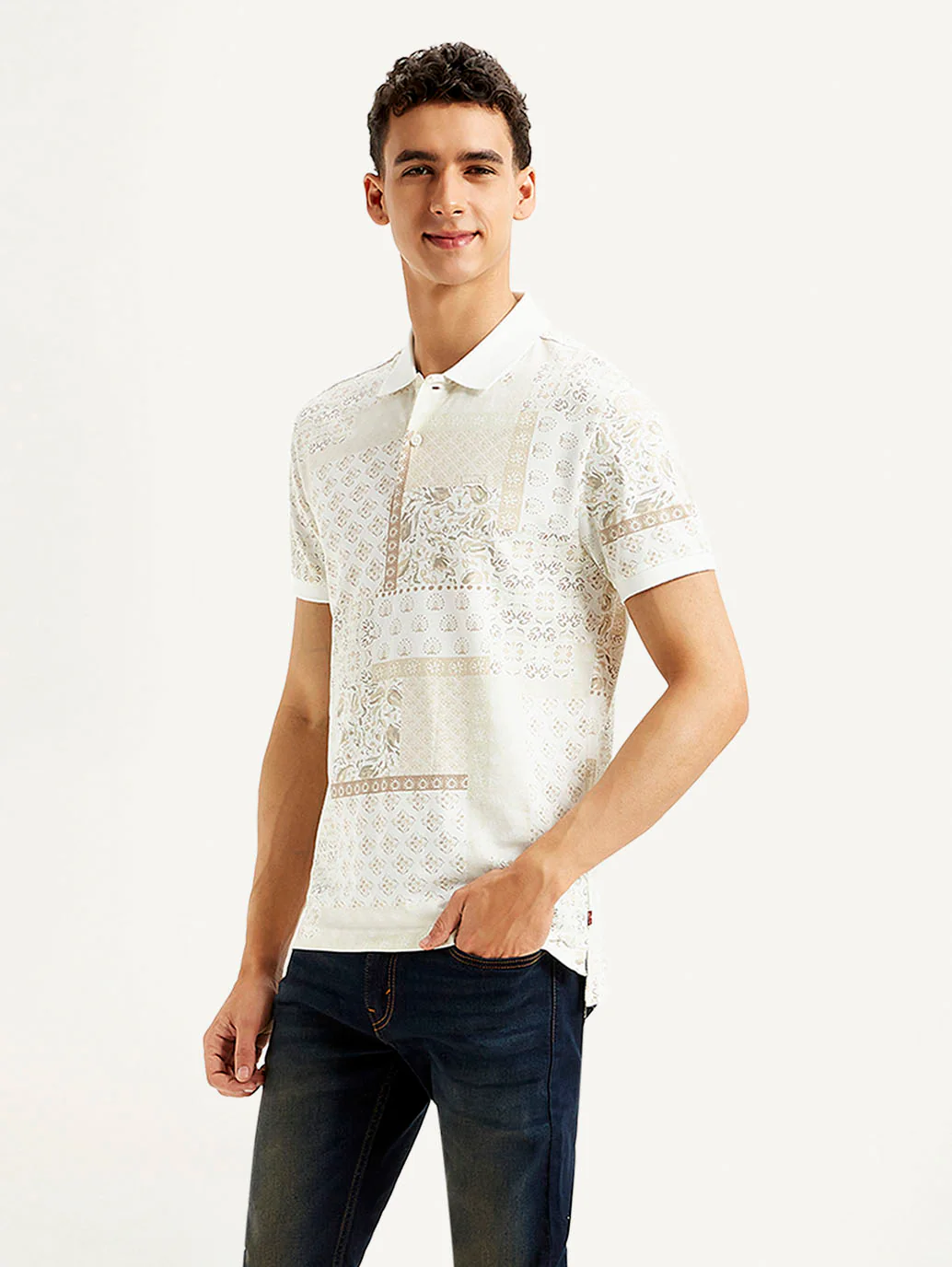 Men's Ethnic Motifs Slim Fit Polo T-shirt - Image 5