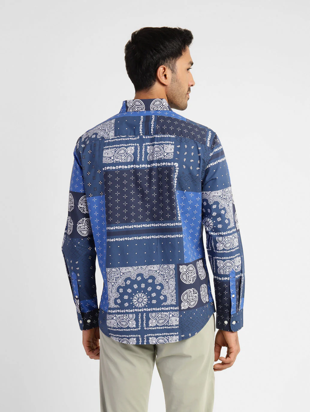 Men's Ethnic Motifs Slim Fit Shirt Blue - Image 3