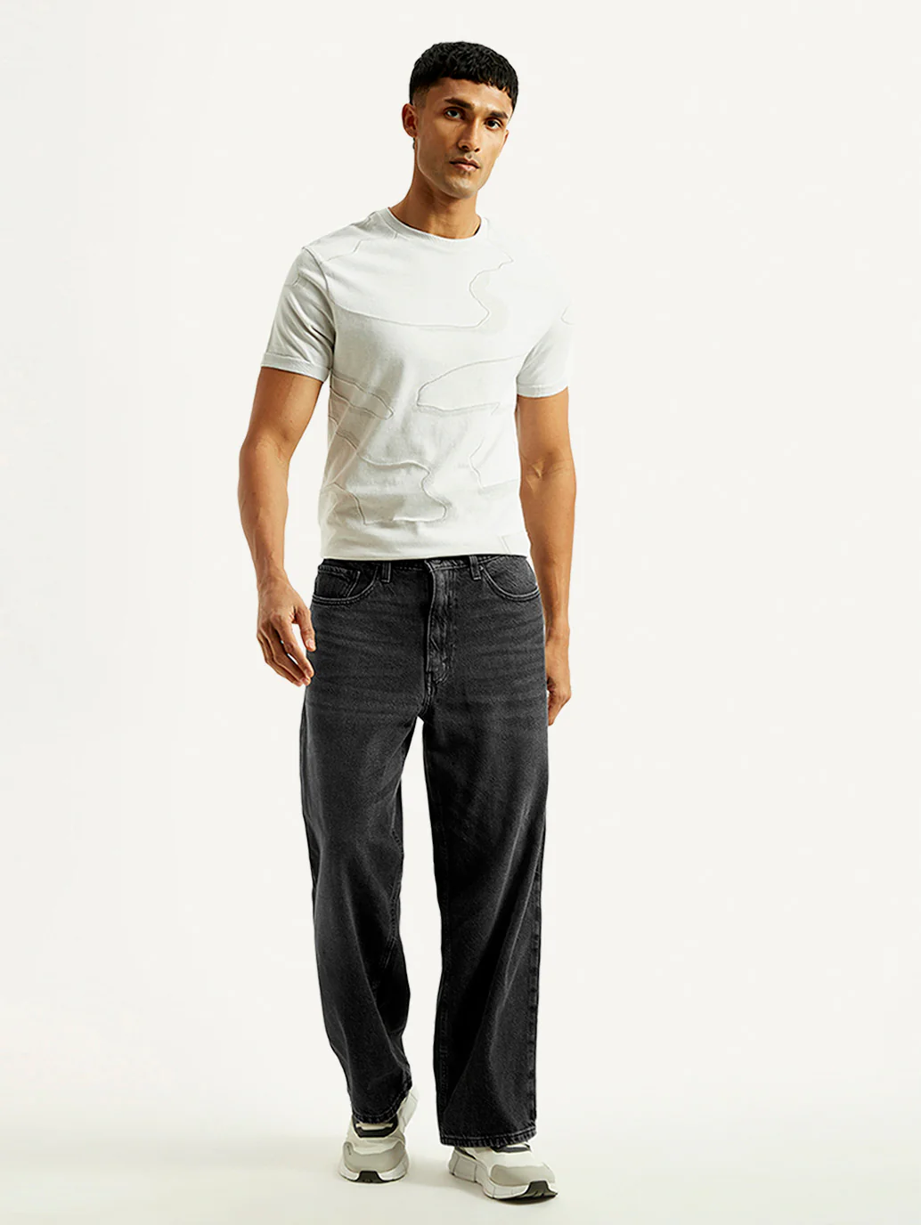 Men's Extra Baggy Fit Wide Leg Charcoal Grey Jeans - Image 2