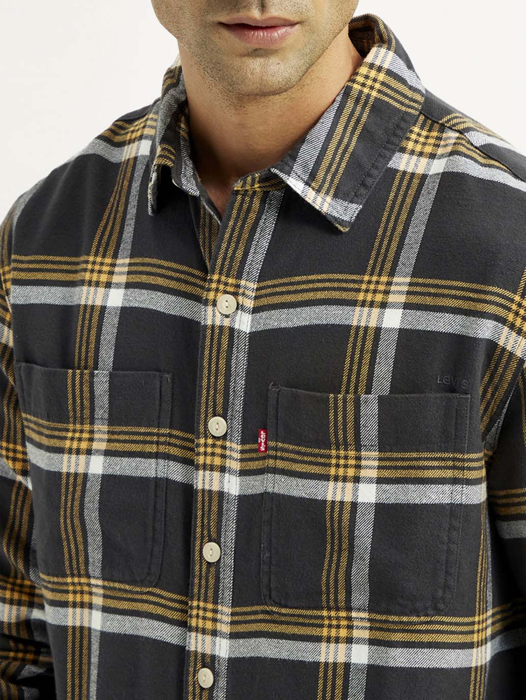 Men's Flannel Checkered Multi Color Spread Collar Shirt - Image 3