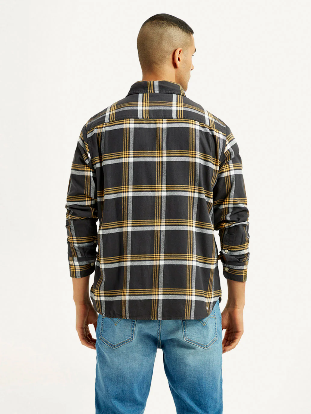 Men's Flannel Checkered Multi Color Spread Collar Shirt - Image 5