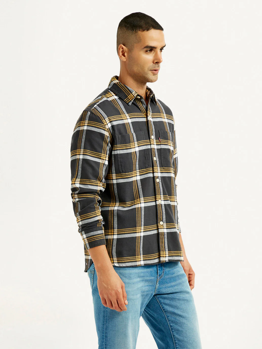 Men's Flannel Checkered Multi Color Spread Collar Shirt - Image 6