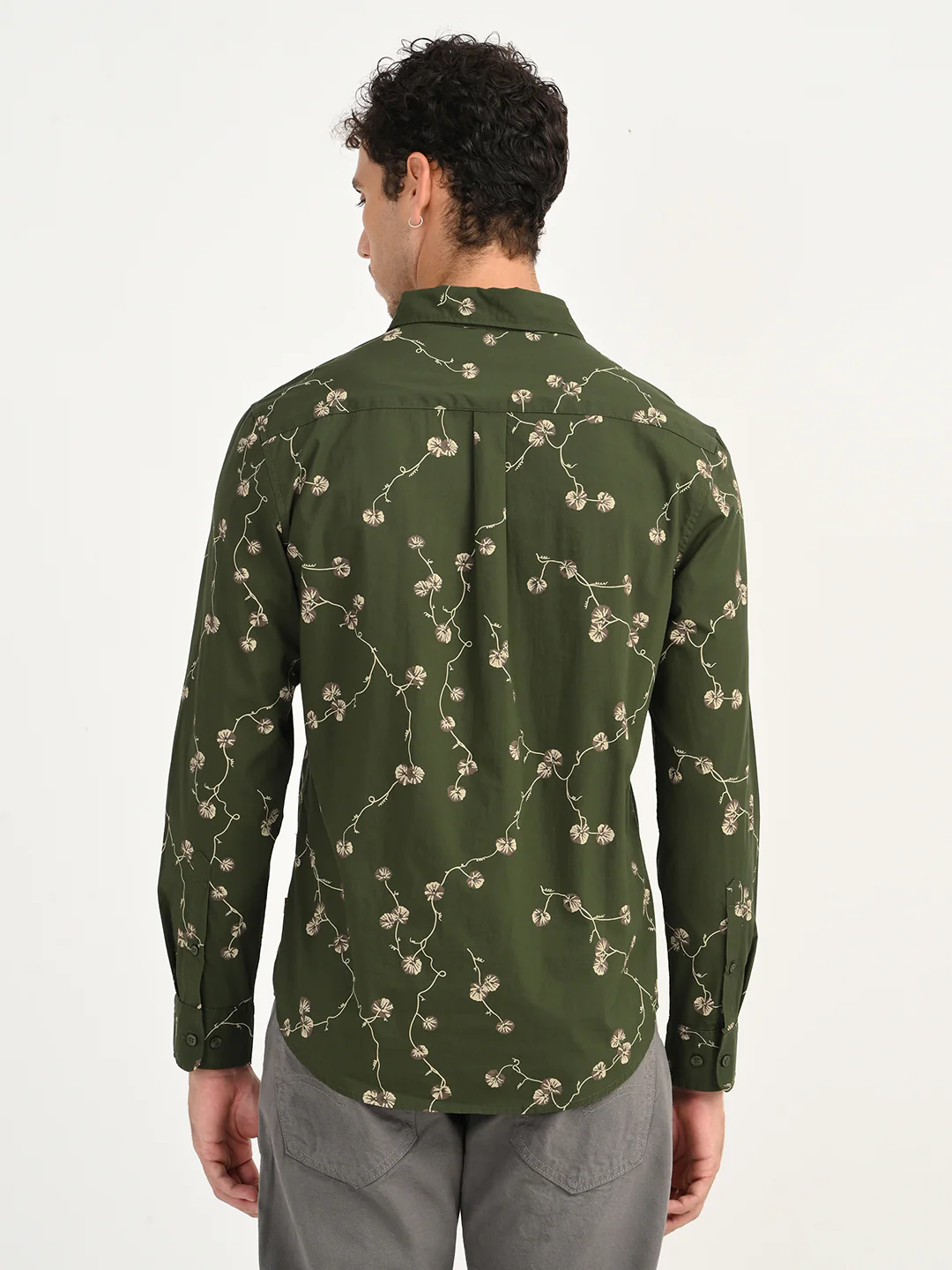 Men's Floral Green Slim Fit Shirt - Image 3
