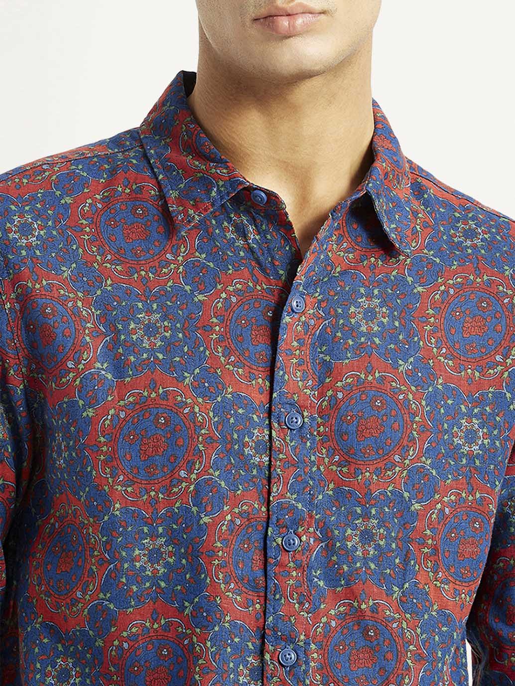 Men's Printed Multicolor Slim Fit Shirt - Image 4