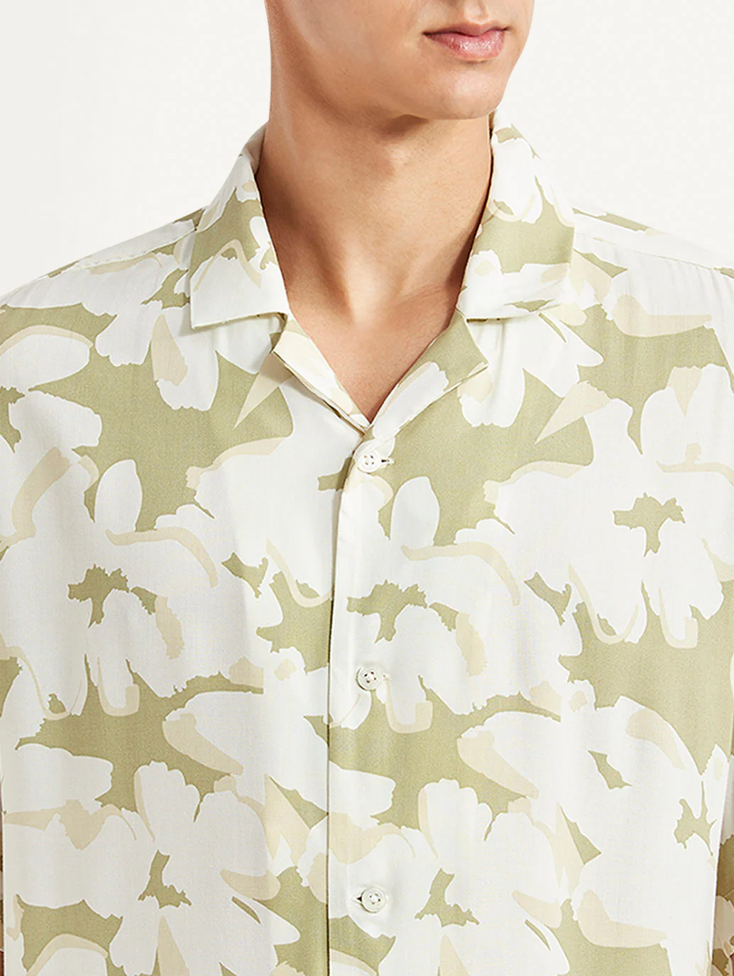 Men's Floral Olive Relaxed Fit Camp Shirt - Image 4