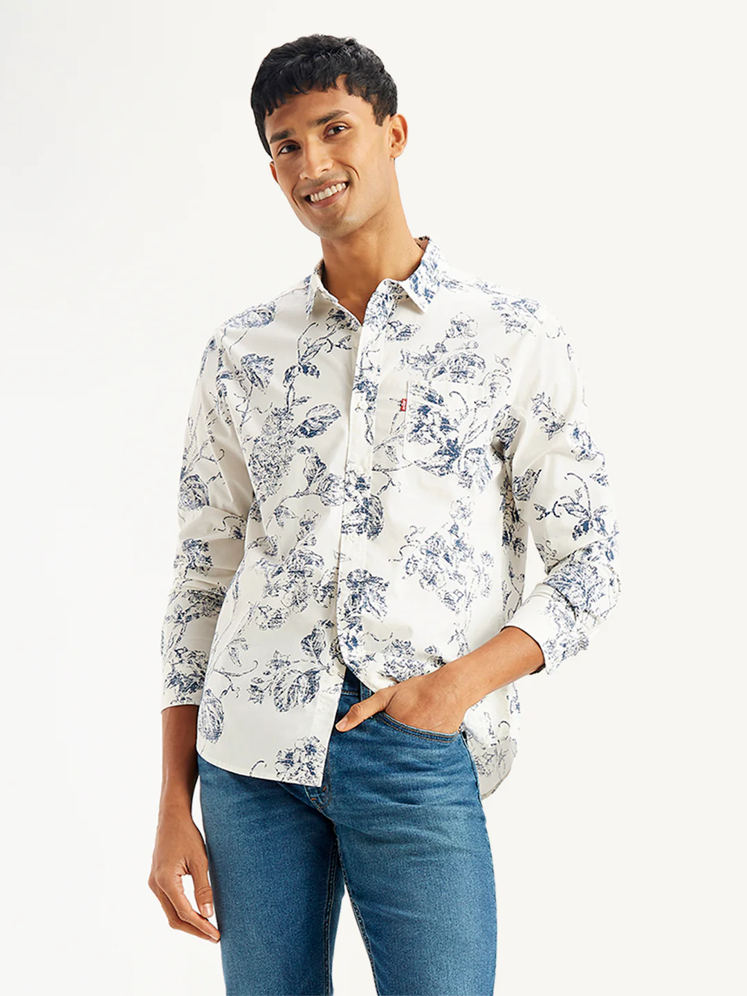 Men's Floral Print Slim Fit Shirt