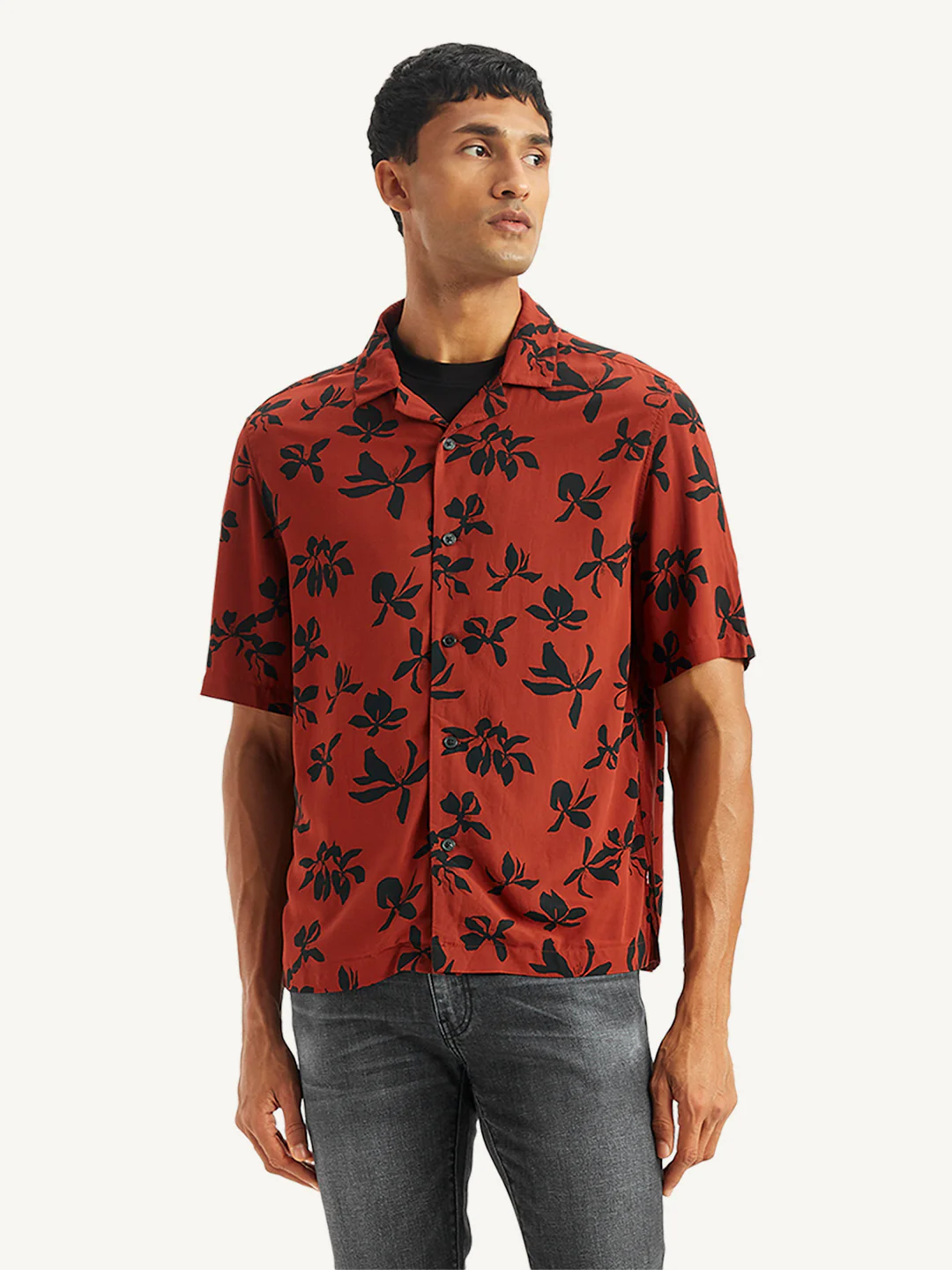 Men's Floral Print Regular Fit Camp Shirt - Image 2