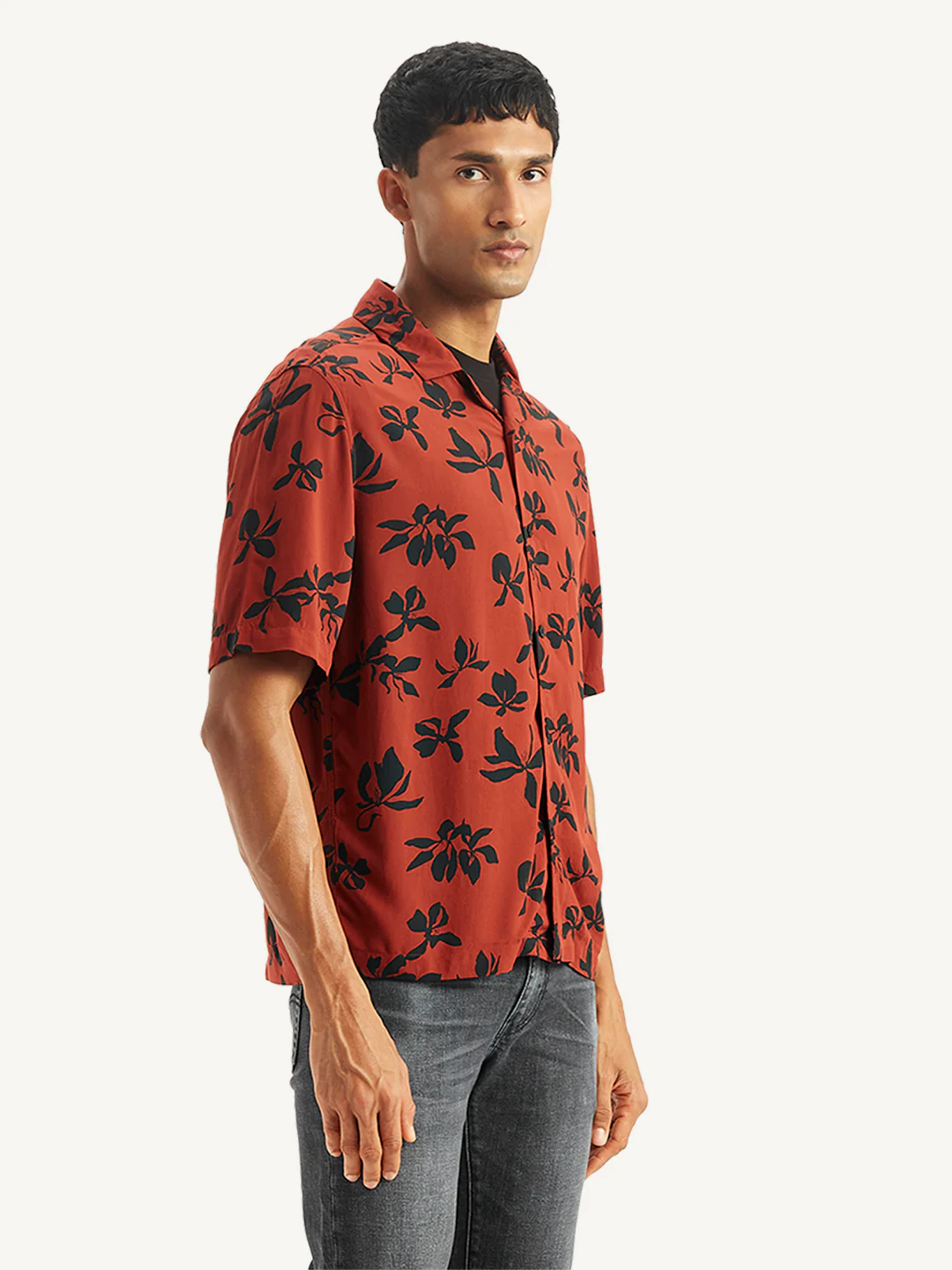 Men's Floral Print Regular Fit Camp Shirt - Image 4