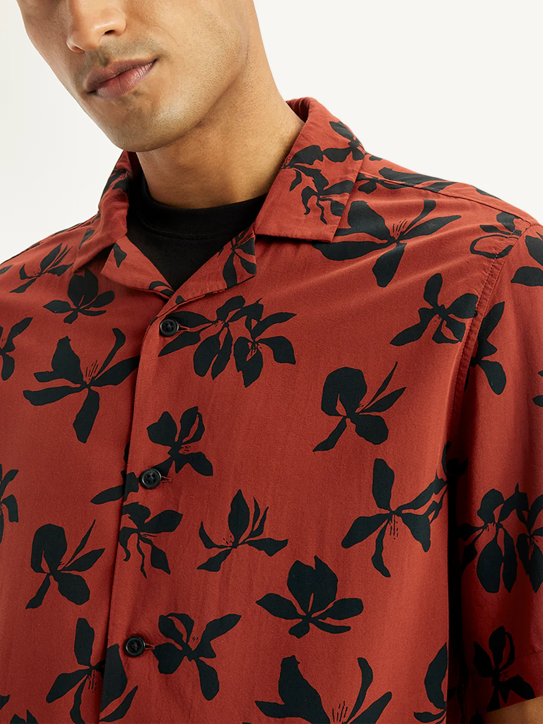 Men's Floral Print Regular Fit Camp Shirt - Image 5