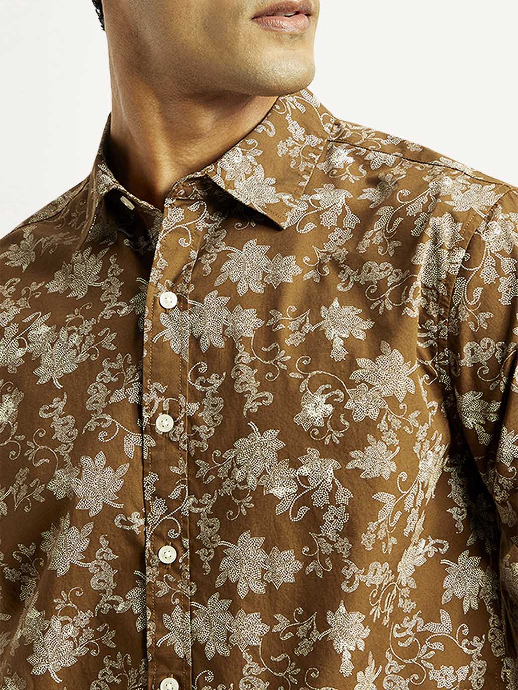 Men's Floral Print Slim Fit Shirt - Image 4