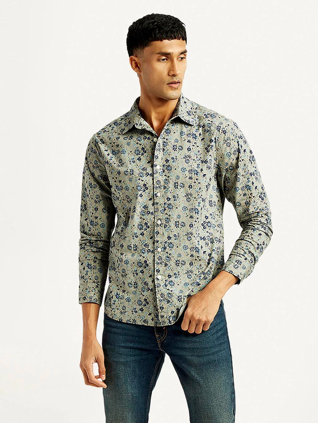 Men's Floral Print Slim Fit Shirt