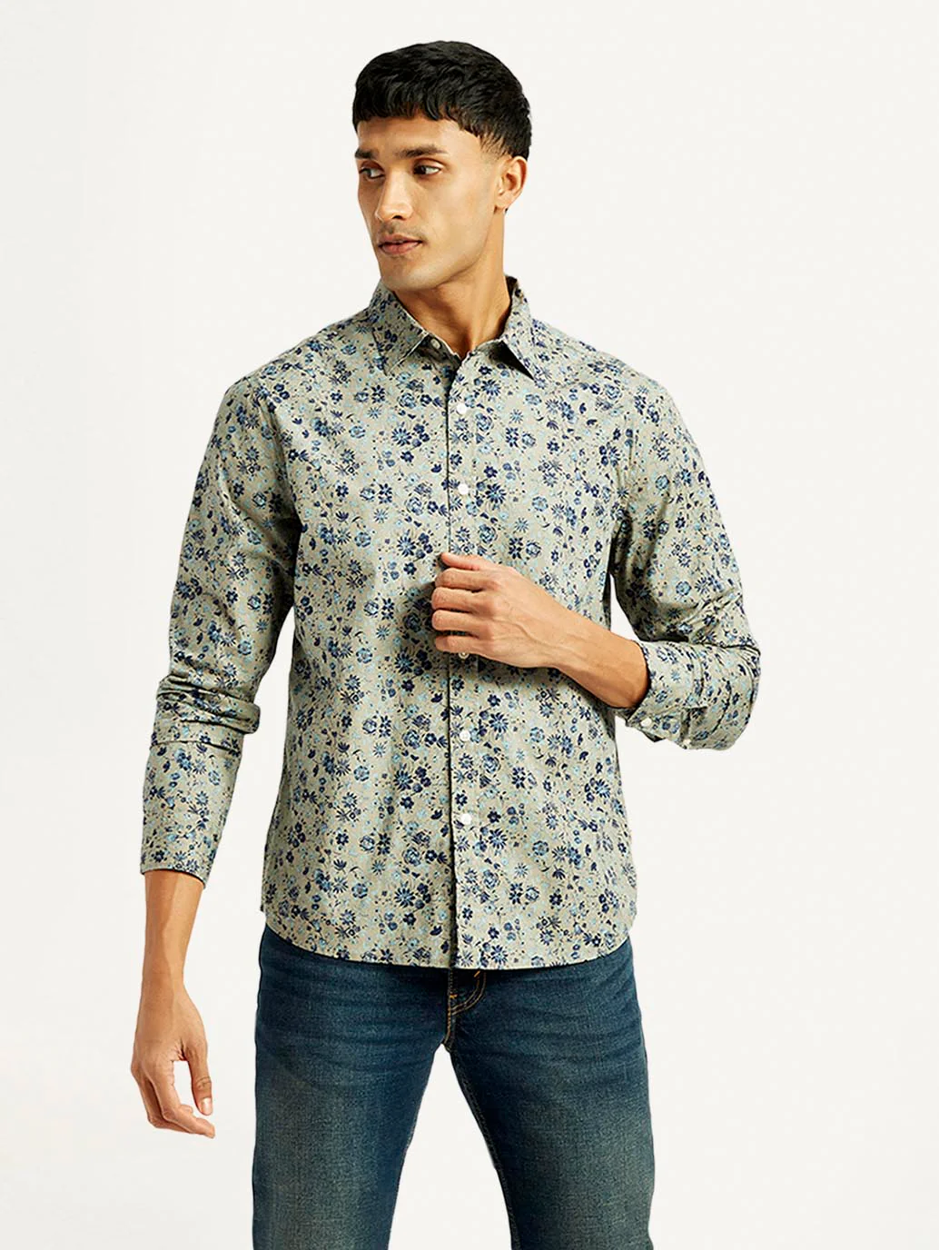 Men's Floral Print Slim Fit Shirt - Image 2