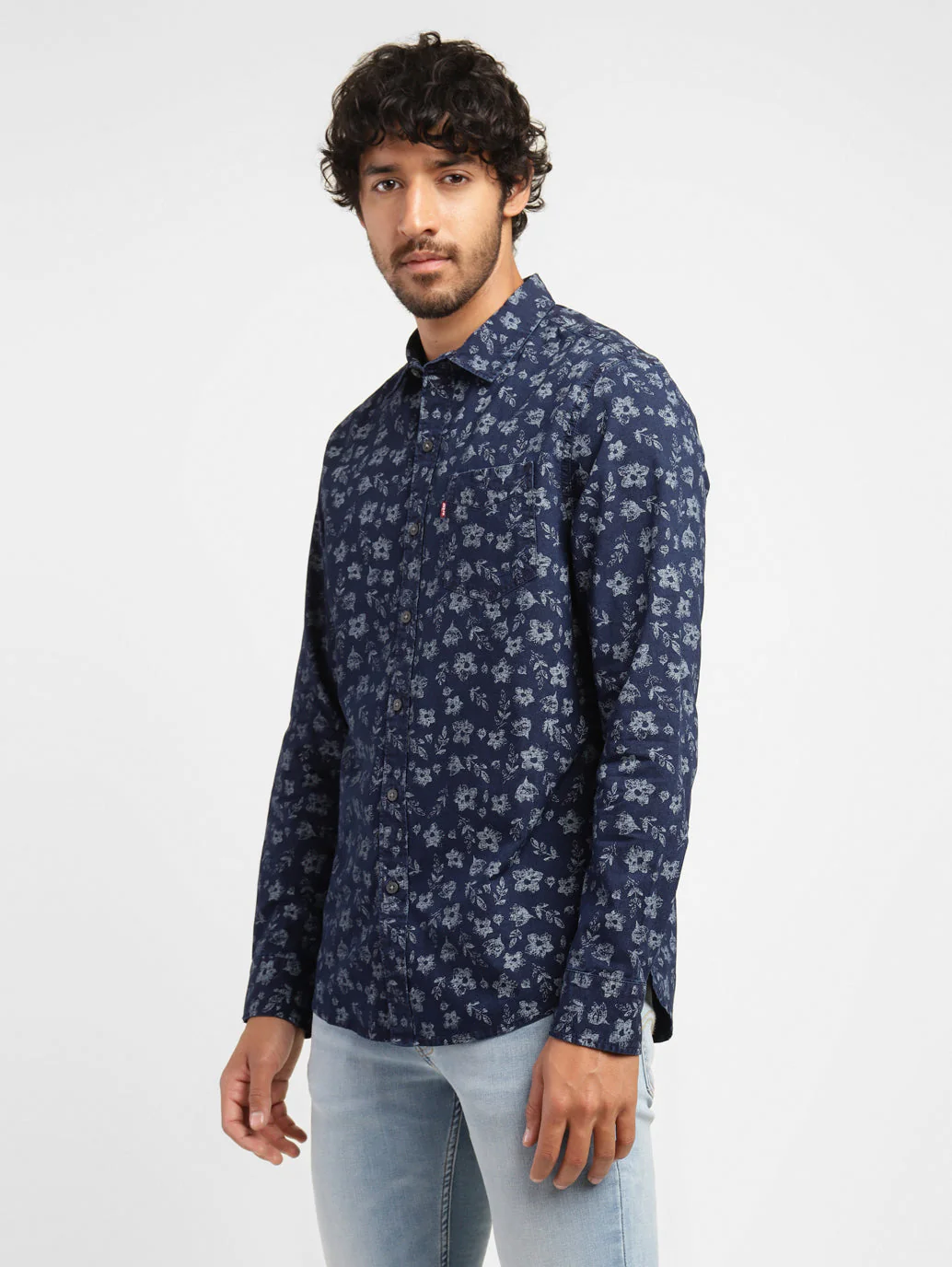 Men's Floral Print Spread Collar Shirt - Image 4