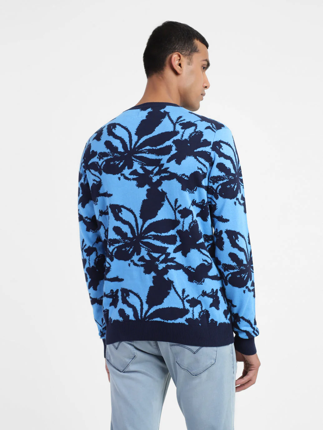 Men's Floral Print Crew Neck Sweater - Image 3