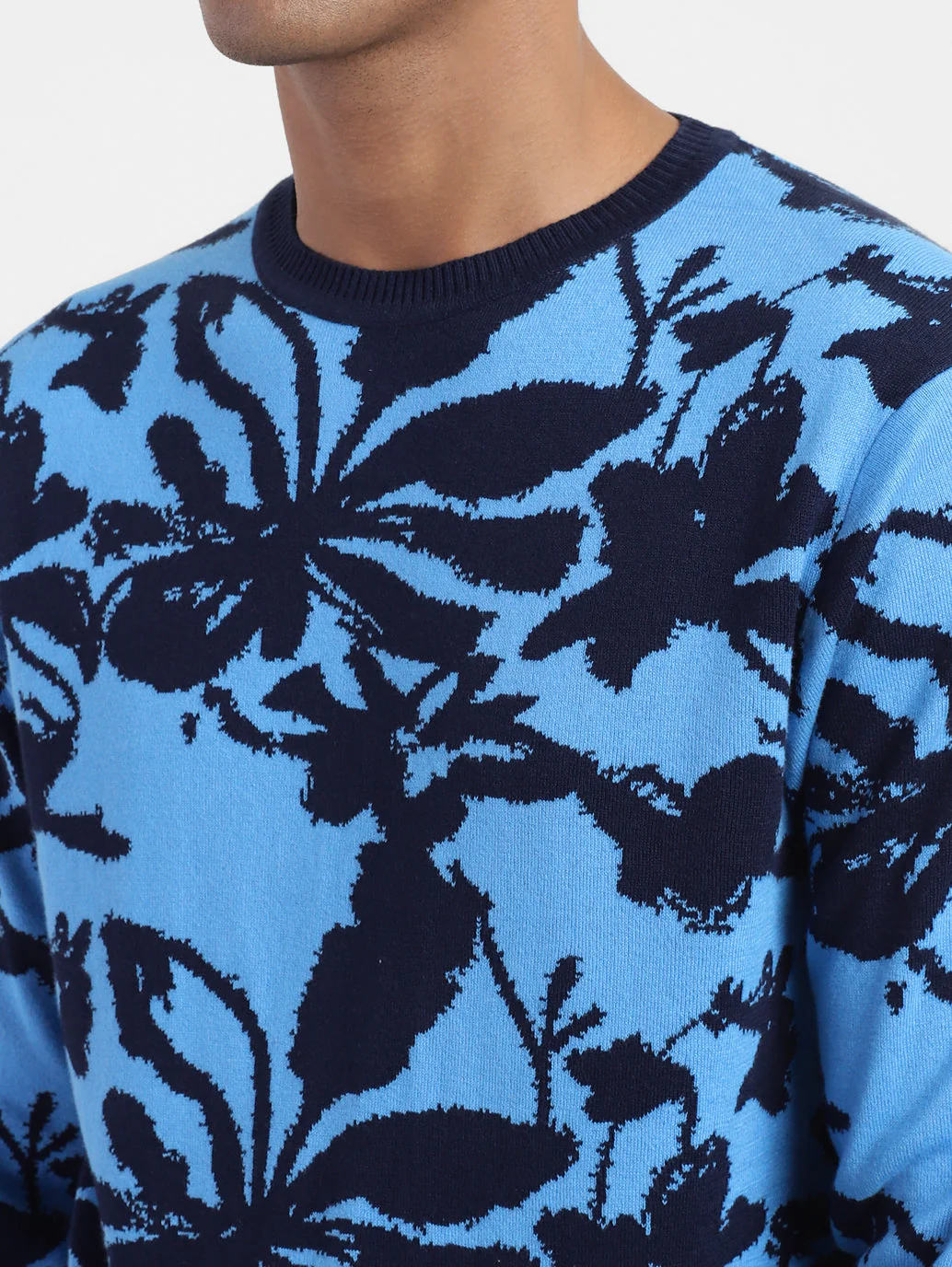 Men's Floral Print Crew Neck Sweater - Image 5
