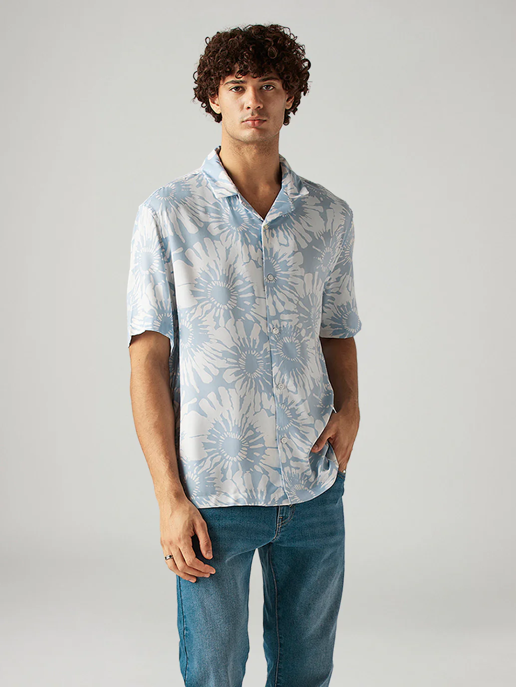 Men's Floral Relaxed Fit Resort Collar Shirt