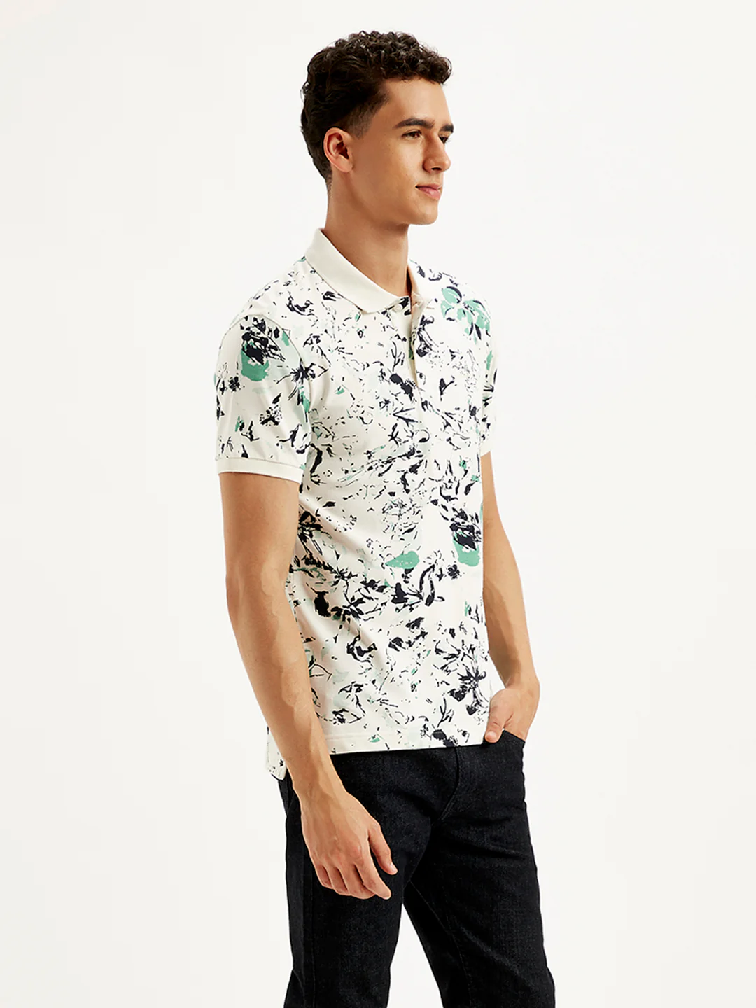 Men's Floral Slim Fit Polo T-Shirt - Image 4