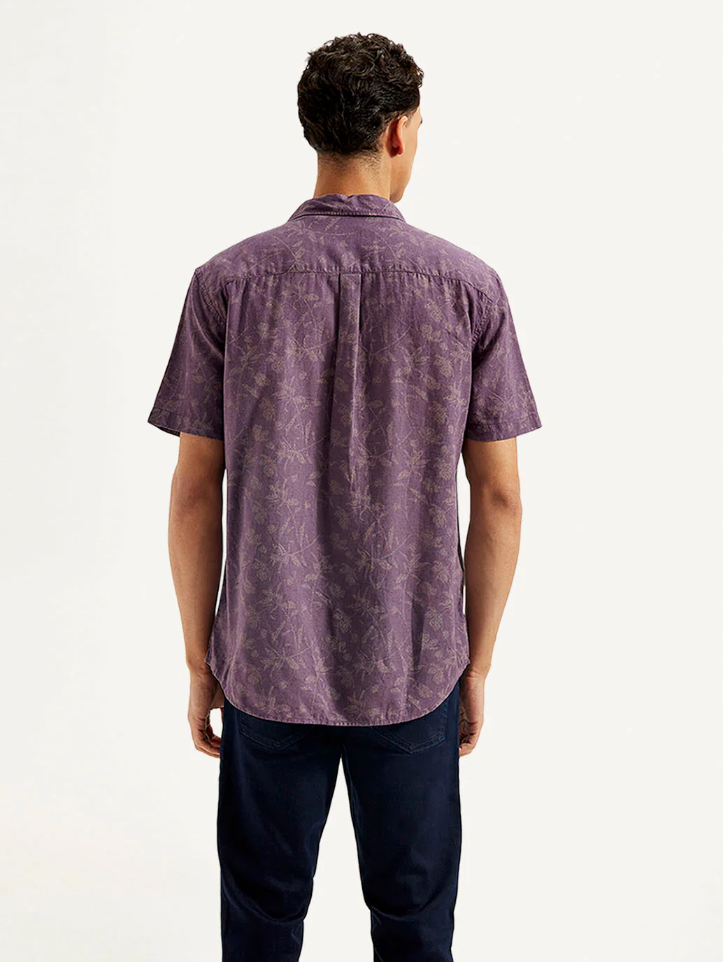 Men's Floral Slim Fit Linen Shirt - Image 3