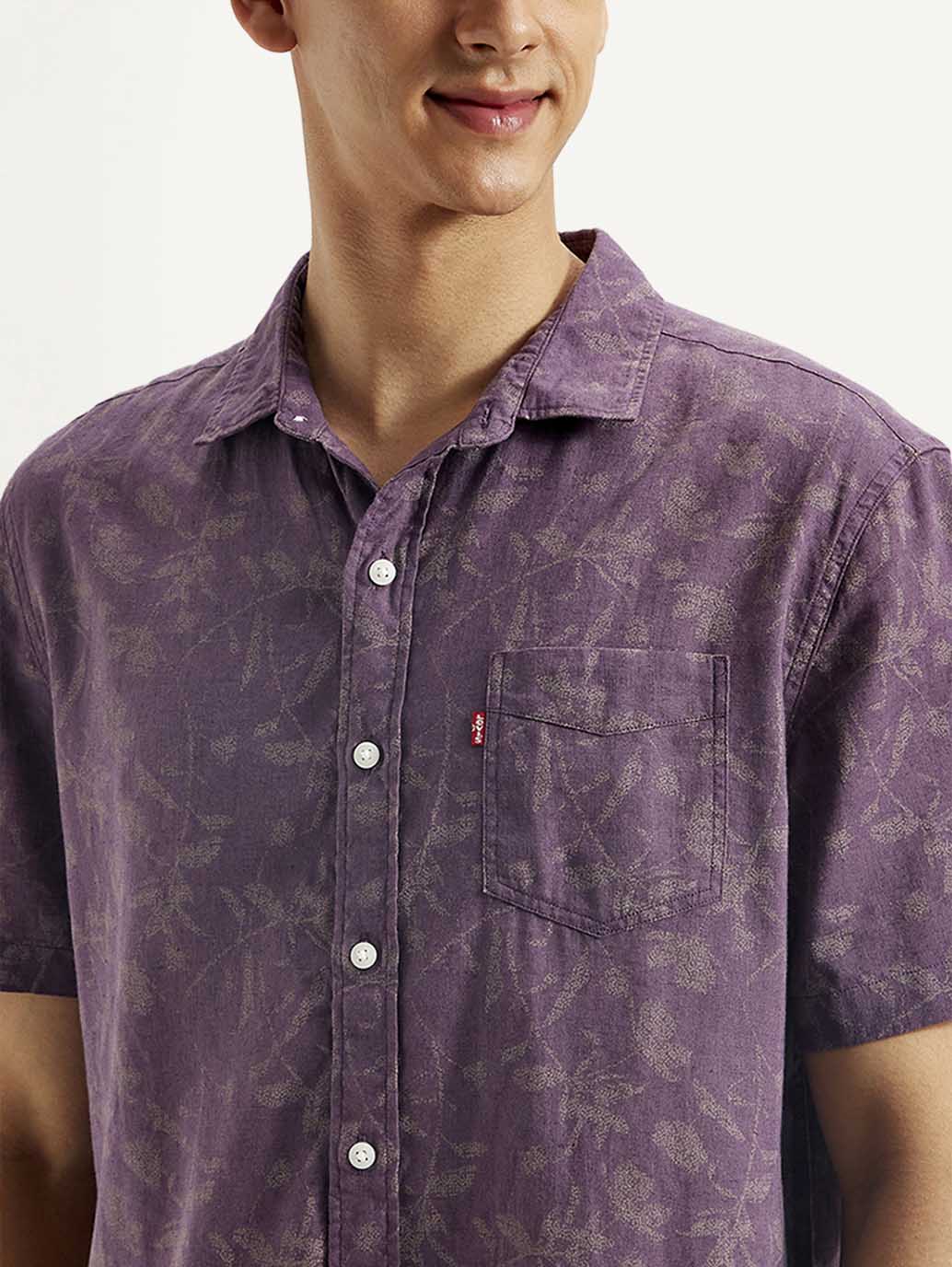 Men's Floral Slim Fit Linen Shirt - Image 4