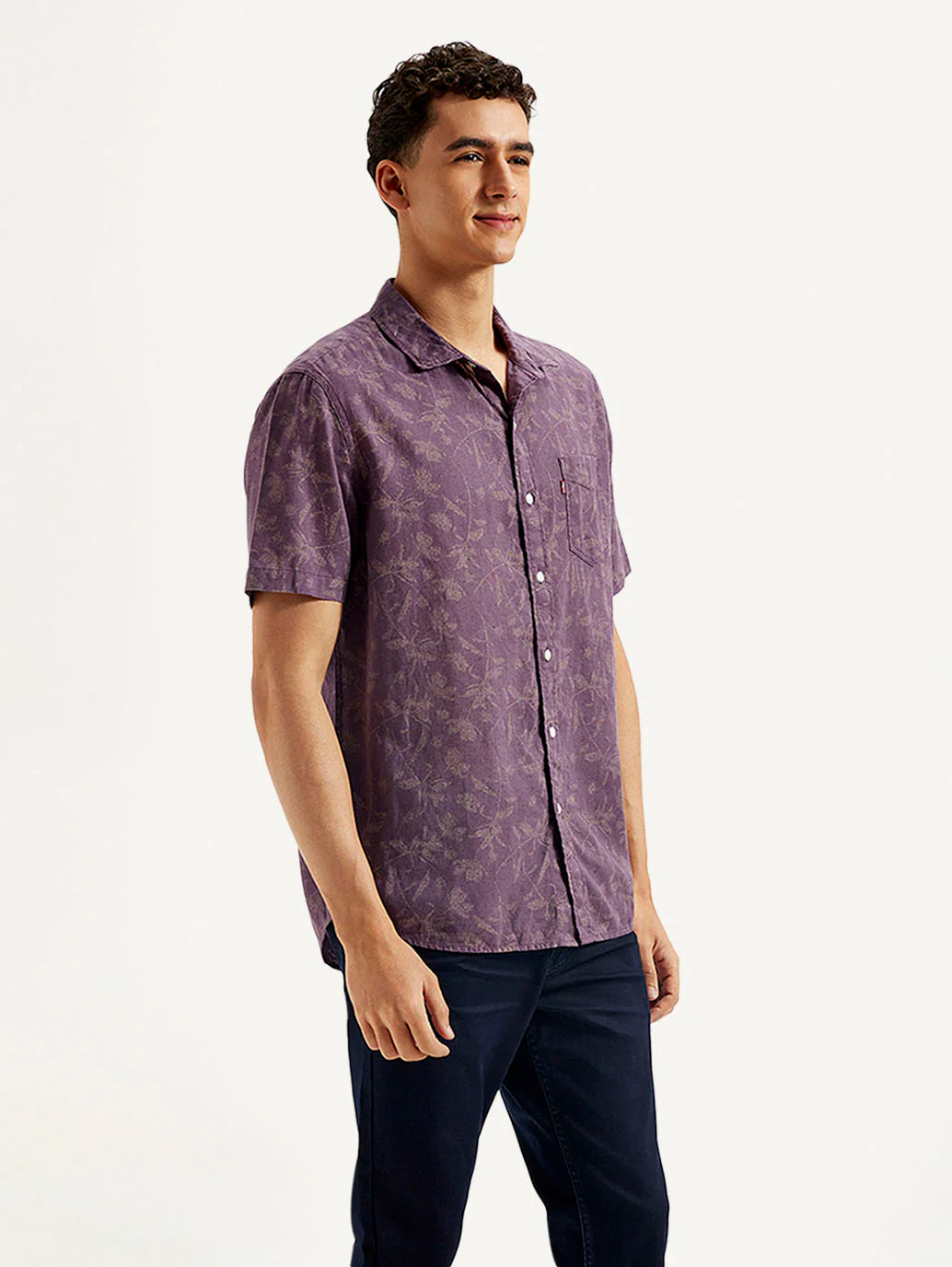 Men's Floral Slim Fit Linen Shirt - Image 5